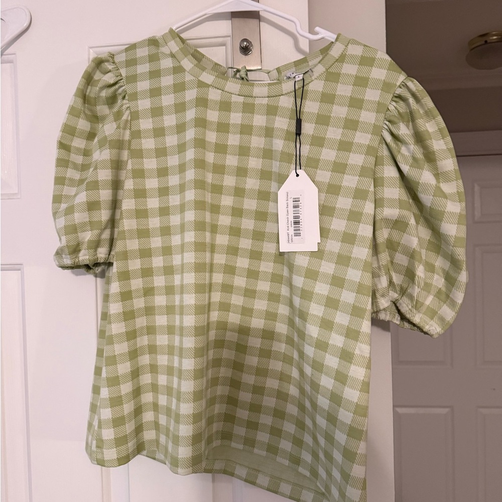 BRAND NEW English Factory Gingham Puff Sleeve Top